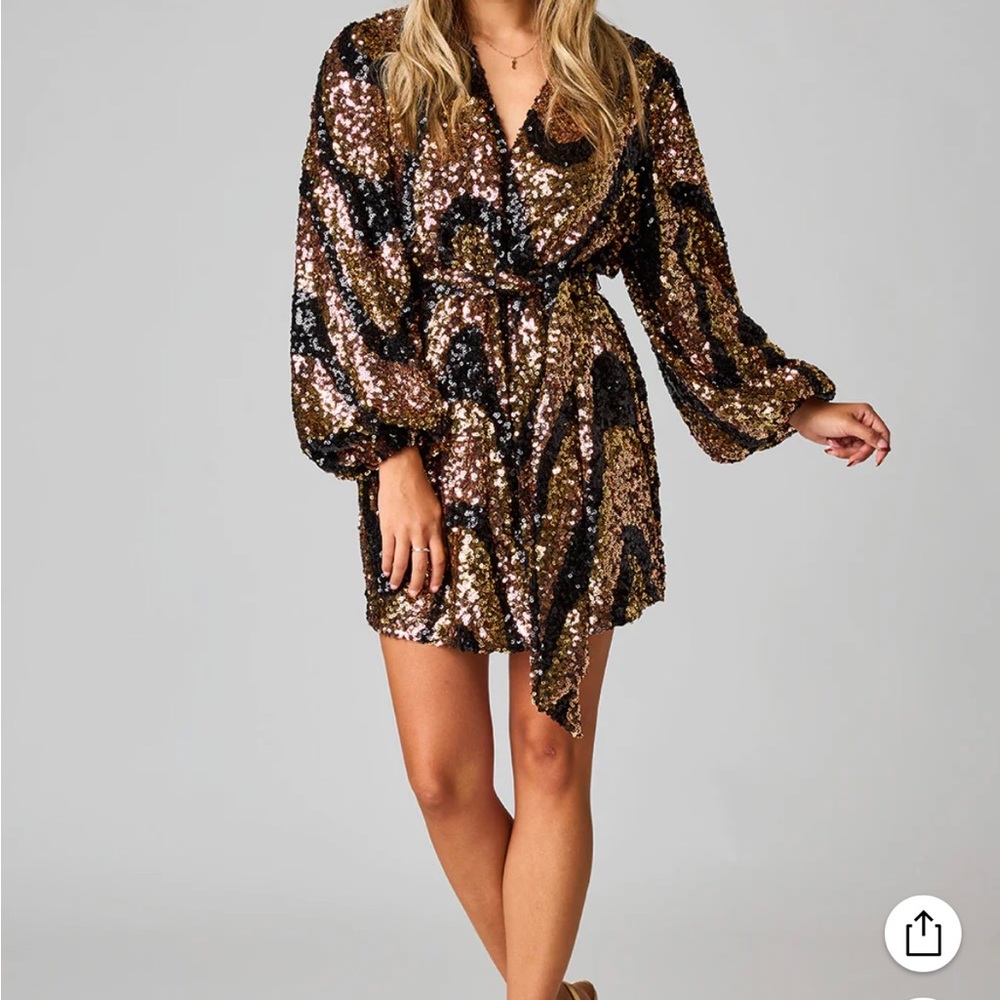 Buddy Love Adeline Sequin Short Wrap Dress